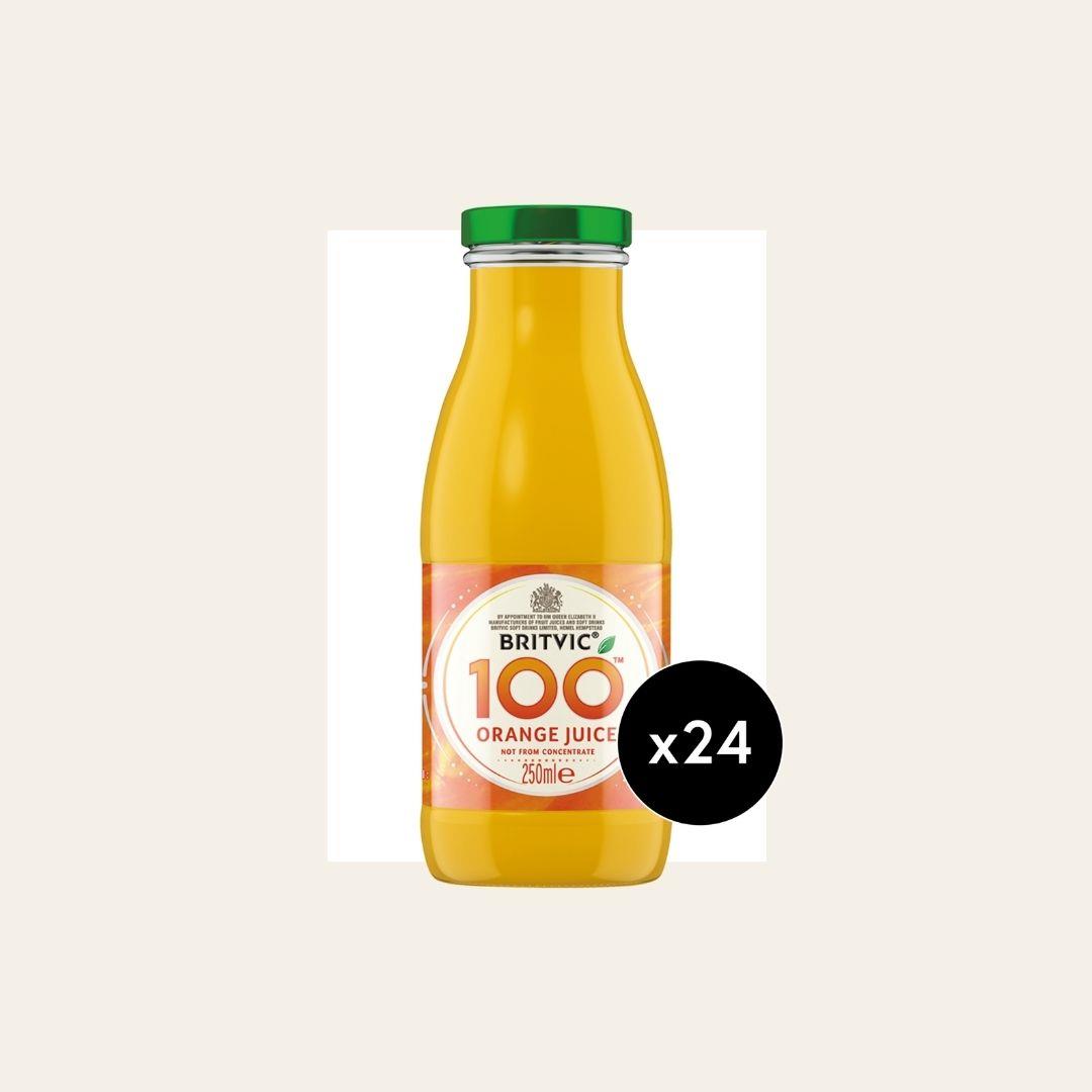 24 x Britvic 100 Orange Juice 250ml Bottle